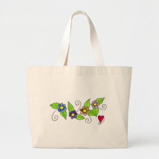 Grand Tote Bag Fleurs et un coeur