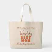 Grand Tote Bag Fleurs florales de la meilleure maman du monde (Dos)
