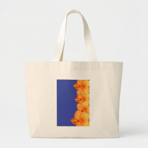 Grand Tote Bag Fleurs hawaïennes oranges de ketmie