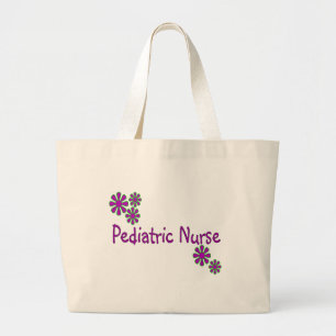 Grand Tote Bag Fleurs pédiatriques de pourpre d'infirmière
