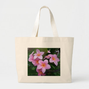 Grand Tote Bag Fleurs roses de Plumeria d'Hawaï