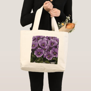 Grand Tote Bag Fleurs Violettes Élégantes Mariage LGBTQ Mme & Mme