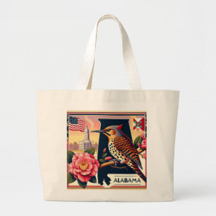Grand Tote Bag Flickr Nord de l'Alabama Oiseaux et Camellia Flowe