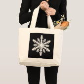 Grand Tote Bag Flocon de neige Ikat - Noir et blanc (Devant (produit))