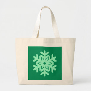 Grand Tote Bag Flocon de neige Ikat - Vert pin et menthe
