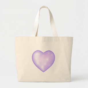 Grand Tote Bag flocon de neige violet clair et coeur étincelant