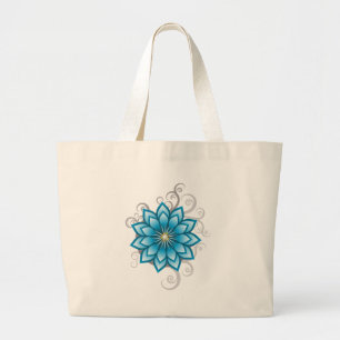 Grand Tote Bag Floral - bleu