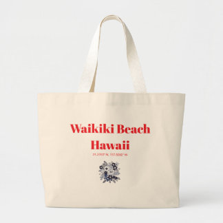 Grand Tote Bag Floral Motif Waikiki Beach