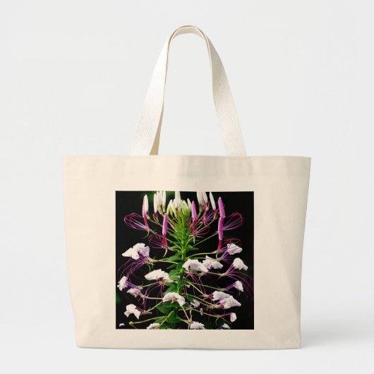 Grand Tote Bag Floral pourpre de fleur d'araignée de Hassleriana (Devant)