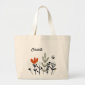 Grand Tote Bag Floral Whimsical moderne Nom personnalisé (Devant)