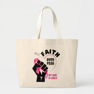 Grand Tote Bag FOI SUR LA PEUR Sensibilisation au cancer du sein