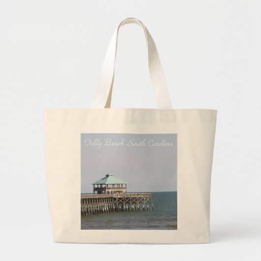 Grand Tote Bag Folly Beach SC, Jetée, Charleston, Photographie (Devant)