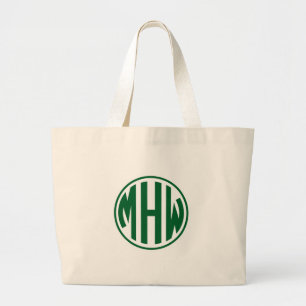 Grand Tote Bag Forêt de Whats 3 initiale dans un monogramme circu