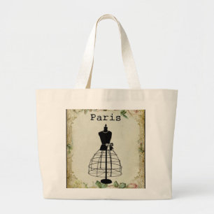 Grand Tote Bag Forme vintage de robe de mode de Paris