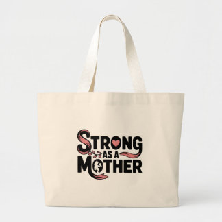 Grand Tote Bag Forte comme une mère Noir et Rose maman tenant béb