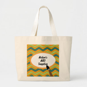 Grand Tote Bag Fournitures d'art personnalisées Zigzags Peints