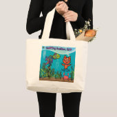 Grand Tote Bag Fourre-tout - Chat de plongée - Buellton.Art (Devant (produit))