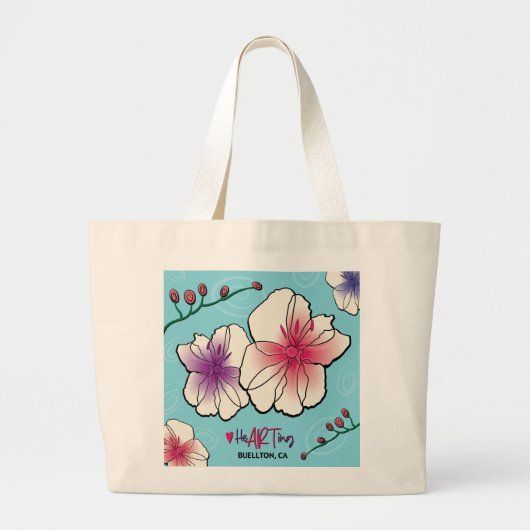 Grand Tote Bag Fourre-tout - Fleurs et vignes - Buellton.Art (Devant)