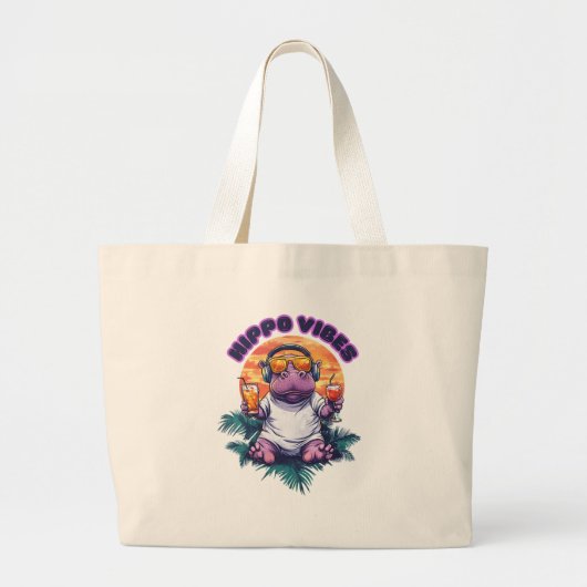 Grand Tote Bag Fourre-tout mauvais bébé hippo hippo vibes (Devant)