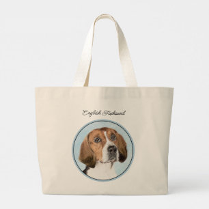 Grand Tote Bag Foxhound Painting Cute Original Chien Art