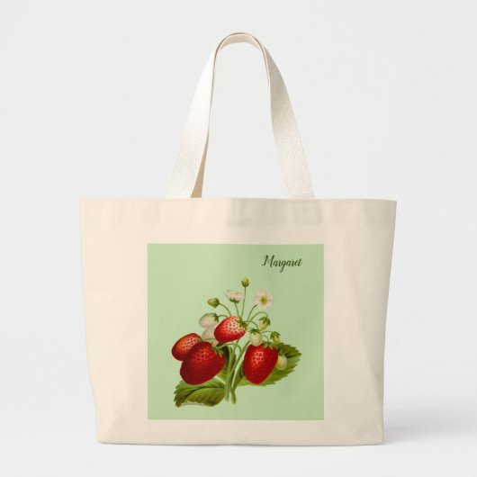Grand Tote Bag Fraise Verte (Devant)
