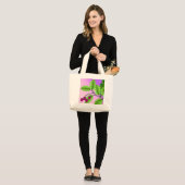 Grand Tote Bag Framboises sur une branche (Devant (modèle))
