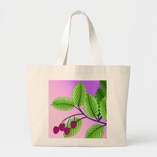 Grand Tote Bag Framboises sur une branche (Devant)