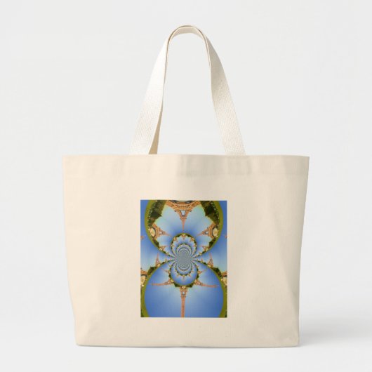 Grand Tote Bag France Paris Tour Eiffel Kaleidoscope Bleu Beau (Devant)