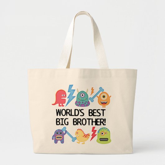 Grand Tote Bag Frère du monde de monstres le meilleur (Devant)