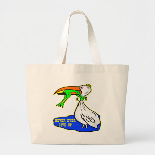 Grand Tote Bag Frog Choquant Oiseau jamais renoncer