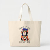 Grand Tote Bag Fun Calico Train Conducteur De Chat Purr Slogan (Devant)