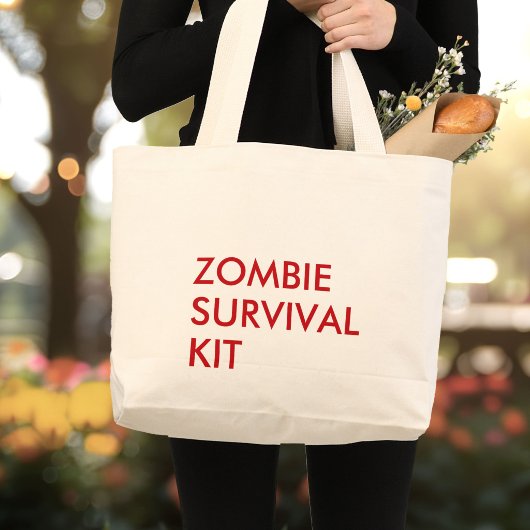Grand Tote Bag Funny Modern Typography Minimalist Zombie Red