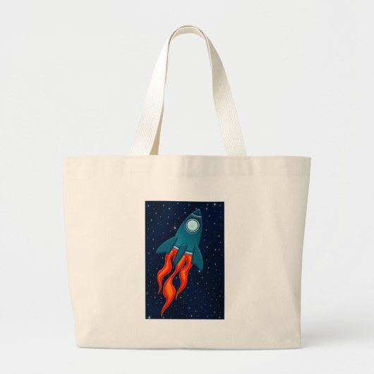 Grand Tote Bag Fusée spatiale mignonne et conception d'espace ext (Devant)
