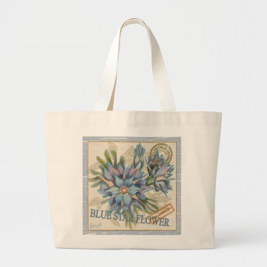Grand Tote Bag G création Office fleur bleue (Devant)
