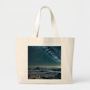Grand Tote Bag Galaxie de la Voie lactée sur les montagnes du dés