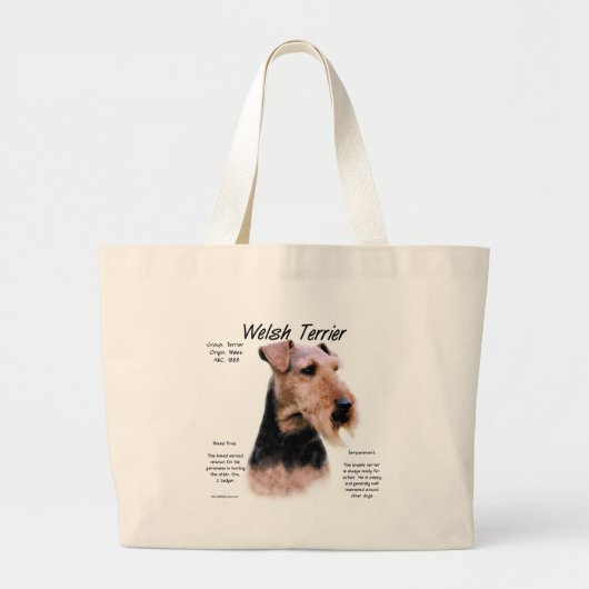 Grand Tote Bag Gallois Terrier Histoire; À propos de Welsh Terrie (Devant)
