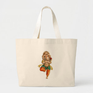 Grand Tote Bag Ganesha dans une pose de yoga de Vrksasana (arbre)