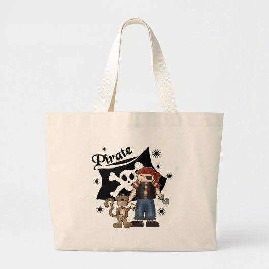 Grand Tote Bag Garçon de pirate avec le singe (Devant)