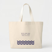 Grand Tote Bag Garder notre mer Plastique Libre Océan Vagues Naut (Devant)