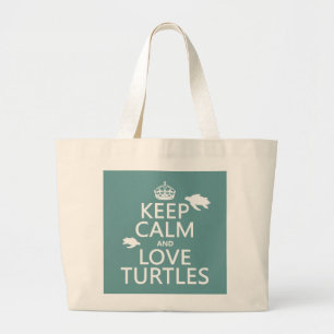 Grand Tote Bag Gardez le calme et aimez les tortues