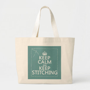 Grand Tote Bag Gardez le calme et continuez à piquer (toutes les