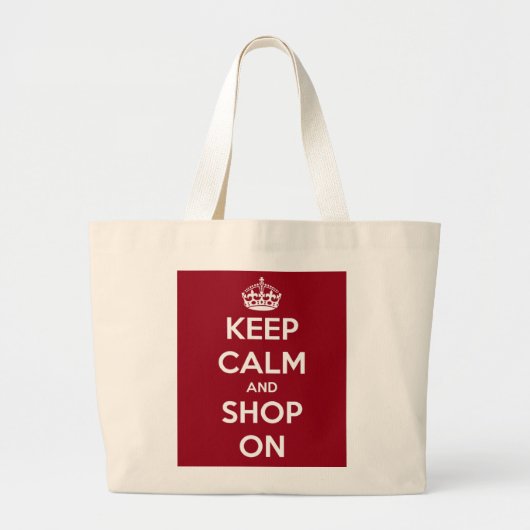 Grand Tote Bag Gardez le calme et faites des emplettes sur des (Devant)