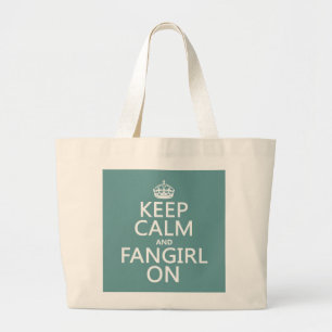 Grand Tote Bag Gardez le calme et le Fangirl sur (dans toutes les