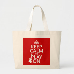 Grand Tote Bag Gardez le calme et le jeu sur (guitare) (toute