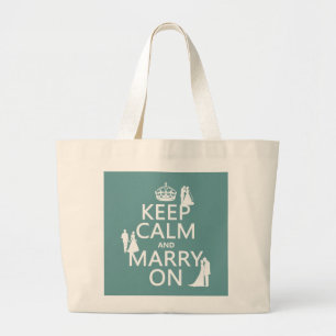 Grand Tote Bag Gardez le calme et mariez sur (tout arrière - plan