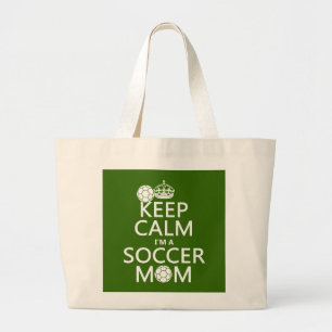 Grand Tote Bag Gardez le calme que je suis une maman du football