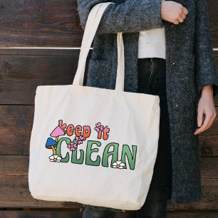 Grand Tote Bag Gardez-le Propre   Réutilisable Minimaliste
