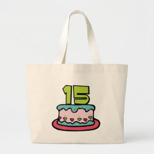 Grand Tote Bag Gâteau d'anniversaire de 15 ans