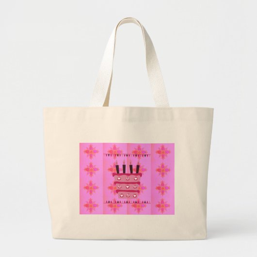 Grand Tote Bag Gâteau d'anniversaire floral pour elle / Filles Ar (Devant)
