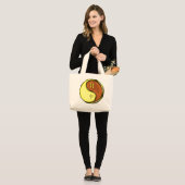 Grand Tote Bag Gémeaux & Singe de Bois (Devant (modèle))